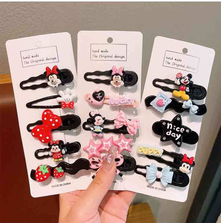 Clips para el cabello de los niños Mickey Minnie niños divertidos lindos clips para el cabello de dibujos animados suave dulce versátil clips laterales para las niñas joyas para el cabello
