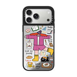 C家联名苹果手机壳黑边镜面抽象小清新适用iPhone17promax16pro15