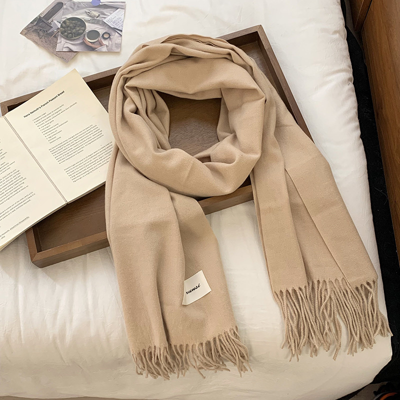 Bufandas de alta calidad de otoño y invierno de color sólido japonés y coreano dulce protector de cuello imitación de cachemire bufandas de calentamiento amplio chaleón