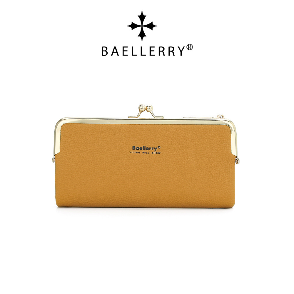 Baellerry nueva cartera larga de las mujeres de estilo coreano patrón de lychee multi-tarjeta de la moneda monedero de la mujer bolsa de la boca