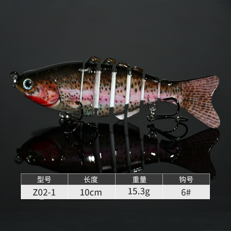 Fabricante 7-Sección 10cm multi-Sección cebo de plástico cebo duro falso cebo simulación biónica de agua dulce Luya cebo