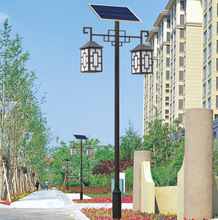 太阳能庭院灯新中式双头厂家直销方形路灯杆花园别墅亮化景观路灯