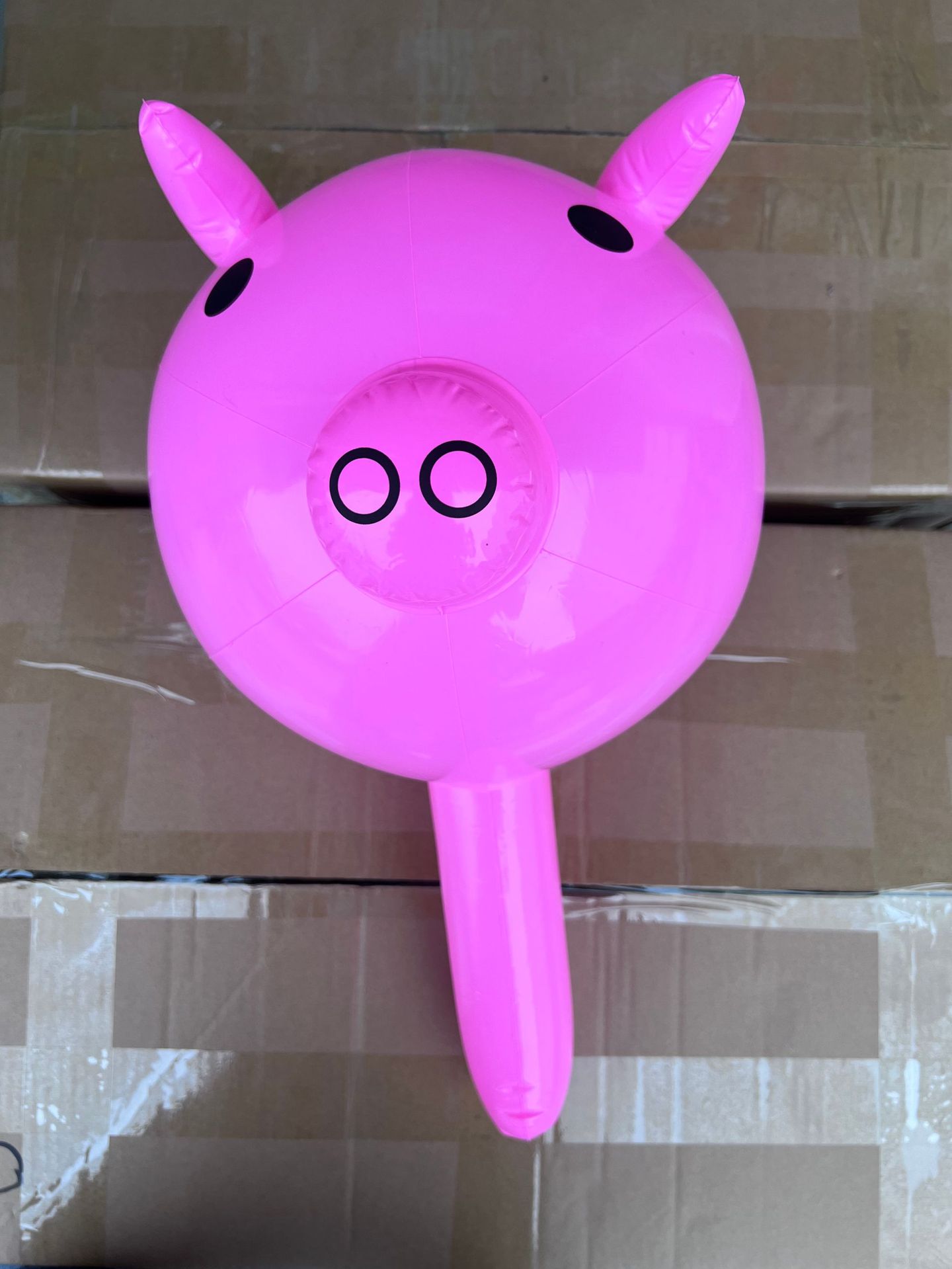 现货粉色猪头棒抖音热销PVC手持充气气球圆形猪猪气球猪头气球