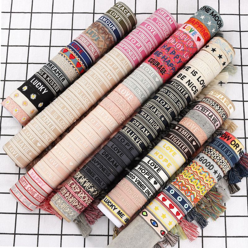 D家織りブレスレット 刺繍リストバンド タッセルブレスレット 広告販促ギフト ロゴ入り織りリストバンド|undefined
