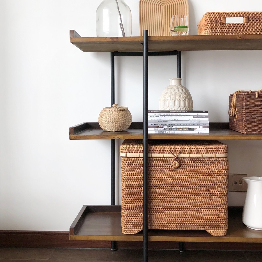 Handwoven Rattan Storage Basket With Lid And Inner Lining_voghion.com