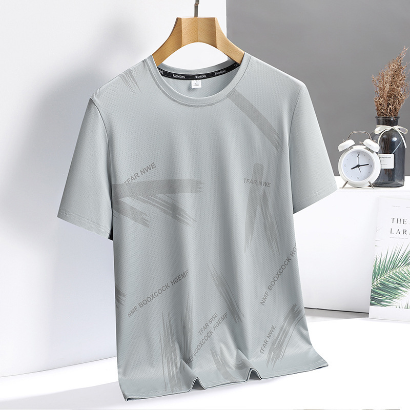 Summer Thin Camouflage Ice plus size Elastic Quick-drying Men's T-shirt Short-sleeved Men's T-shirt Ice Silk Short-sleeved T-shirt for Men