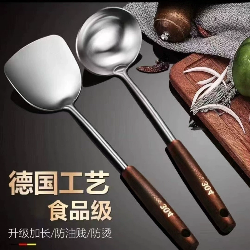 Нержавеющая сталь Жареная лопата для домашнего приготовления с длинной ручкой и большой большой набор ложки лопатка Кухня шеф-повар с лопаткой ложка