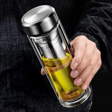 厂家批发双层玻璃杯商务透明隔热加厚水杯广告促销礼品杯子