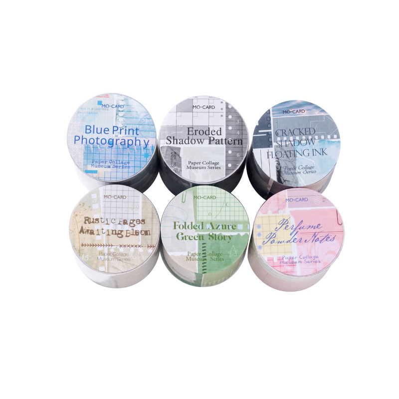 Mo tinta cinta adhesiva entre la serie de collage de papel retro puede escribir la matriz cortada a mano material decorativo 6 selecciones de collage