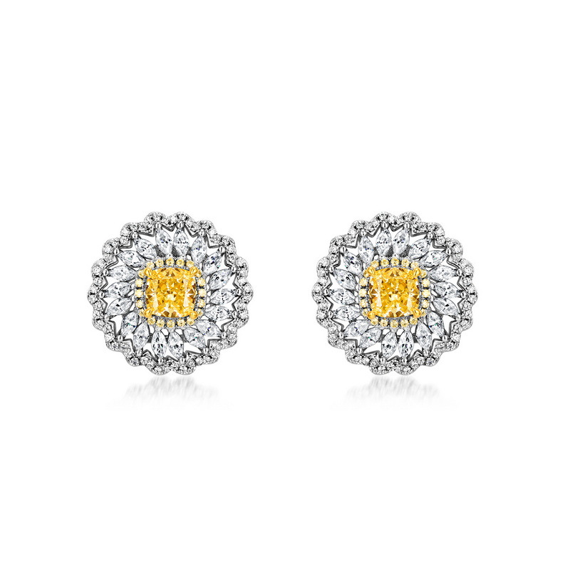 Wilsheng joyería Margarita de alto carbono pendientes de diamantes S925 plata diamante incrustado dulce fresco elegante pendientes de las mujeres del todo-fósforo