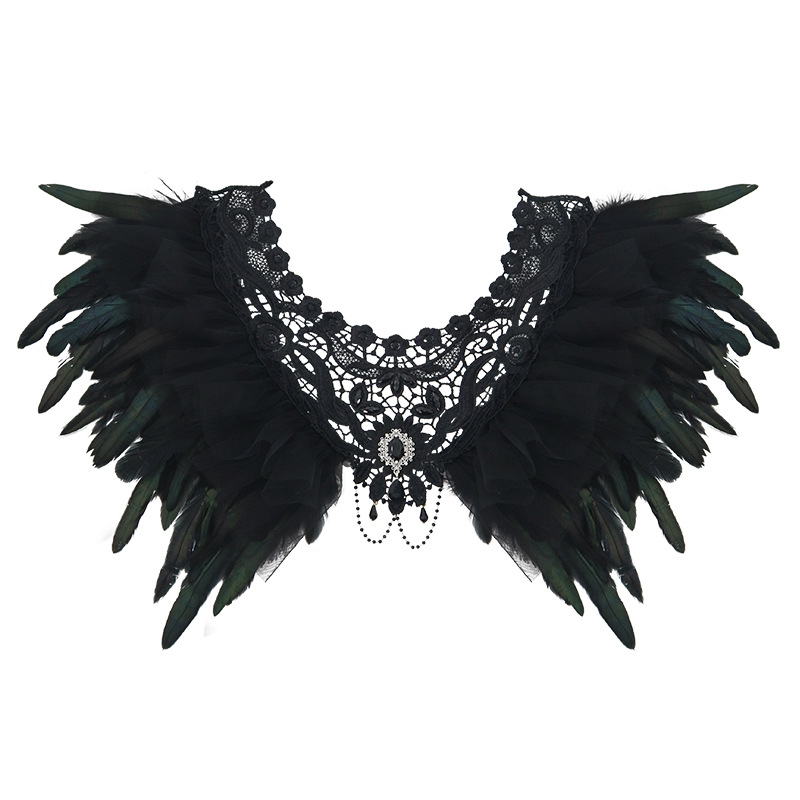 Fábrica directa plumas negras alas góticas Halloween desfile espectáculo de baile accesorios de vestuario sexy