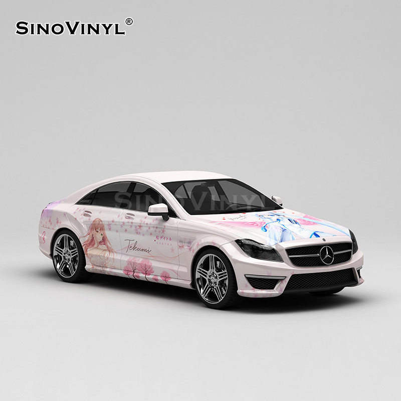 Carlake anime dolor coche serie coche que cambia de color película pretty Girl pintado pegatinas de cuerpo de coche de dibujos animados flor de cerezo coche que cambia de color