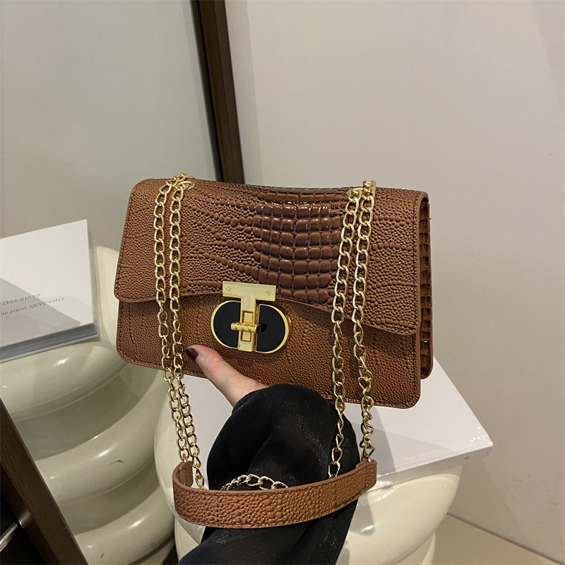 Bolso de mujer 2024 nuevo bolso de mujer popular textura bolso cuadrado temperamento casual bolso de hombro bolso de cadena bolso