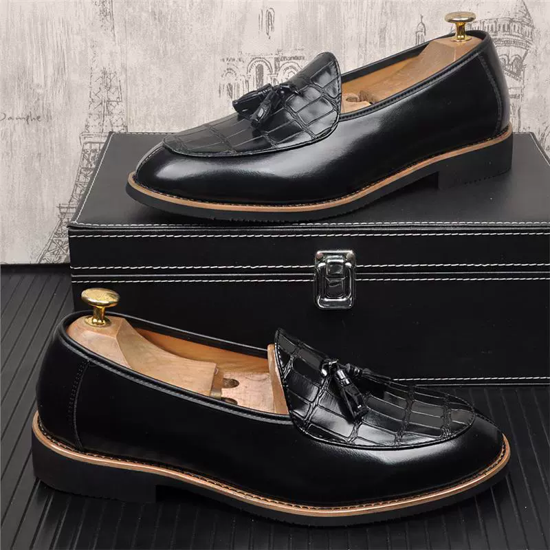 Мужские корейские модные повседневные кожаные туфли с кисточками