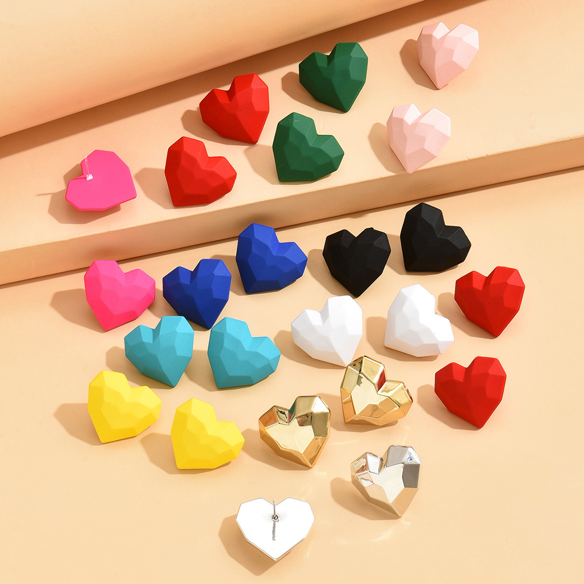 1 Pair Ig Style Heart Shape Plating Arylic Ear Studs display picture 1