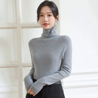 一线成衣无缝羊毛高领打底衫女内搭秋冬修身堆堆领针织衫显瘦毛衣