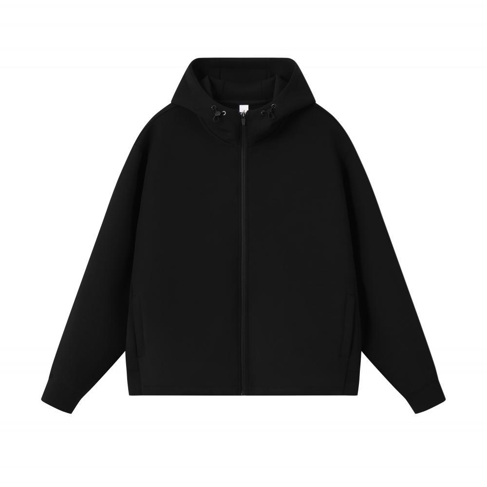 9631 # 380G liquid ammonia double-sided air layer hooded jacket, suitable for spring and autumn, solid color, zip-up cardigan style