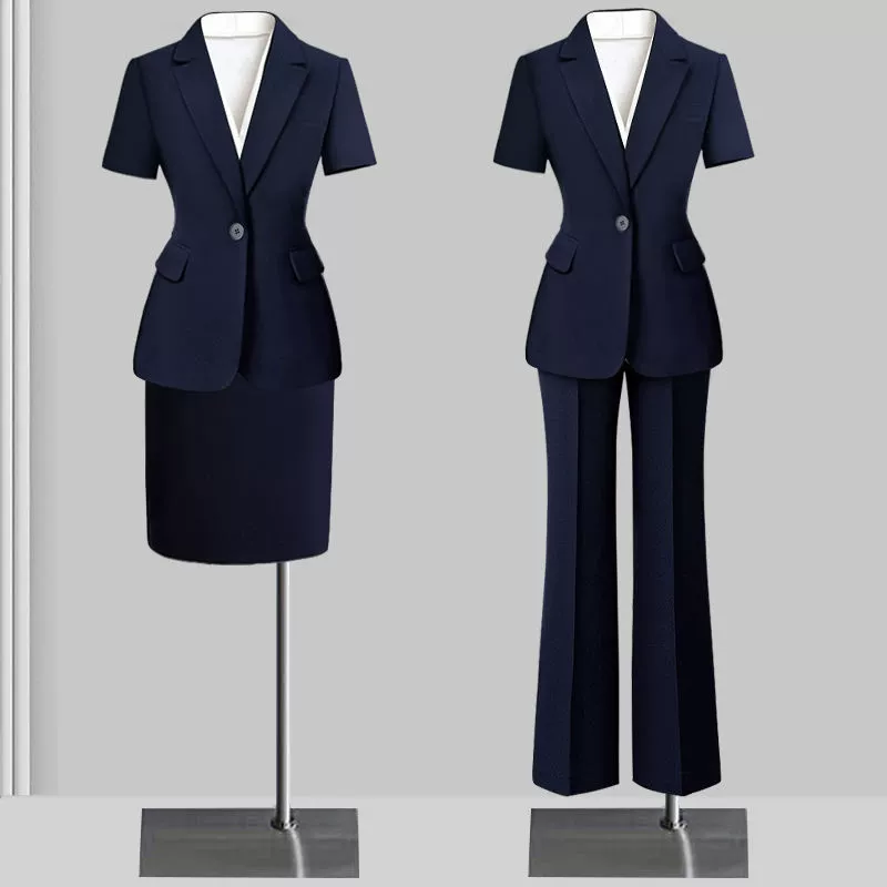 Женский летний тонкий костюм для профессионального элегантного образа, подходит для собеседований, официальной одежды, работы в отеле, на стойке регистрации, в ювелирном магазине.