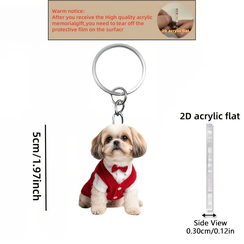 Cross-Border Trendy Fashion Acrylic Cute Shih Tzu Pattern Keychain Fun Decoration for Car, Phone, Backpack Cross-Border Trendy Fashion Acrylic Cute Shih Tzu Pattern Keychain Fun Decoration for Car, Phone, Backpack