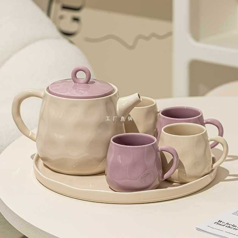 Ceramic Water Cup suit gift box water set household living room tea set Kettle tea Cup housewarming new home cup for guests light luxury