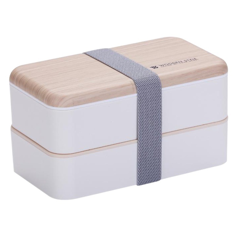 Caja de almuerzo de doble capa de Sol Rojo neto caja de almuerzo compartimento de plástico caja de almuerzo de microondas para estudiantes adultos transfronterizos