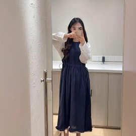 2025秋季新款气质纯色亚麻背心裙宽松套头文艺时尚无袖连衣裙女