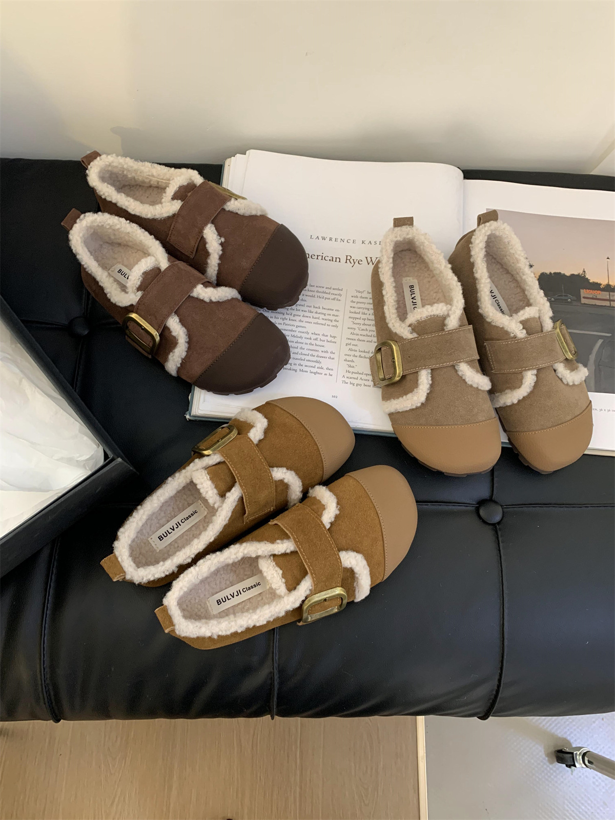 Scarpe basse donna tipo bean shoes foderate in peluche inverno_voghion.com
