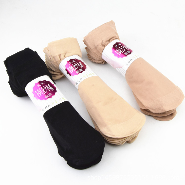 Short stockings women's black flesh color cored wire wire mask socks thin transparent short socks new factory wholesale Short stockings women's black flesh color cored wire wire mask socks thin transparent short socks new factory wholesale
