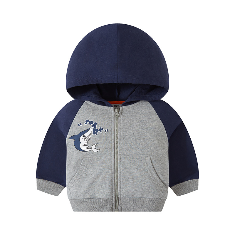 Los nuevos niños de primavera y otoño con capucha cremallera suéter de los niños con capucha casual abrigo de moda de una sola pieza de entrega