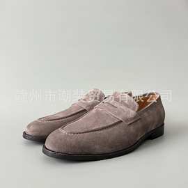 LP浅棕色磨砂皮套脚乐福鞋男鞋单鞋皮鞋休闲懒人鞋豆豆绅士鞋真皮