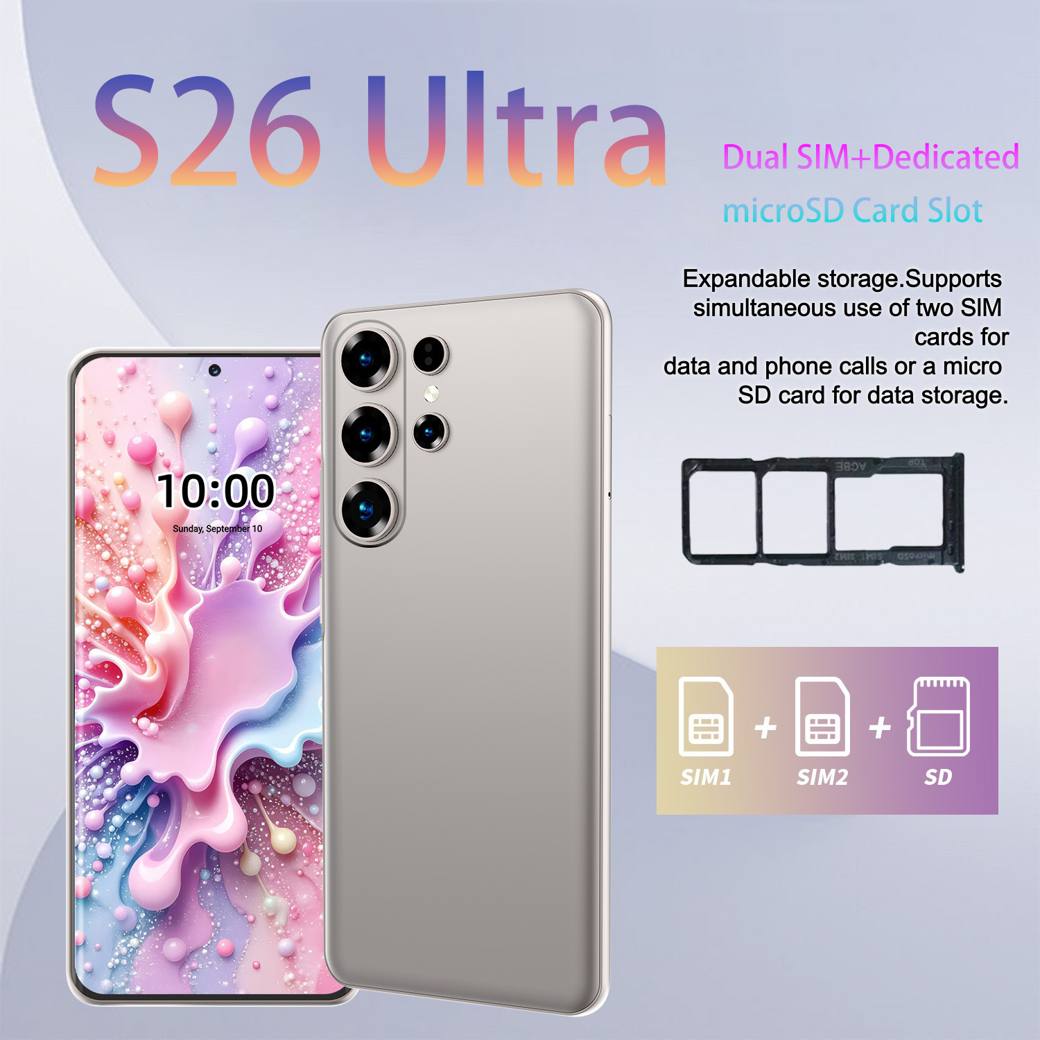 Cugo Cross-Border Smart Phone S26 Ultra All-In-One True 4g 7.3inch Large Screen Android 8.1 3+64