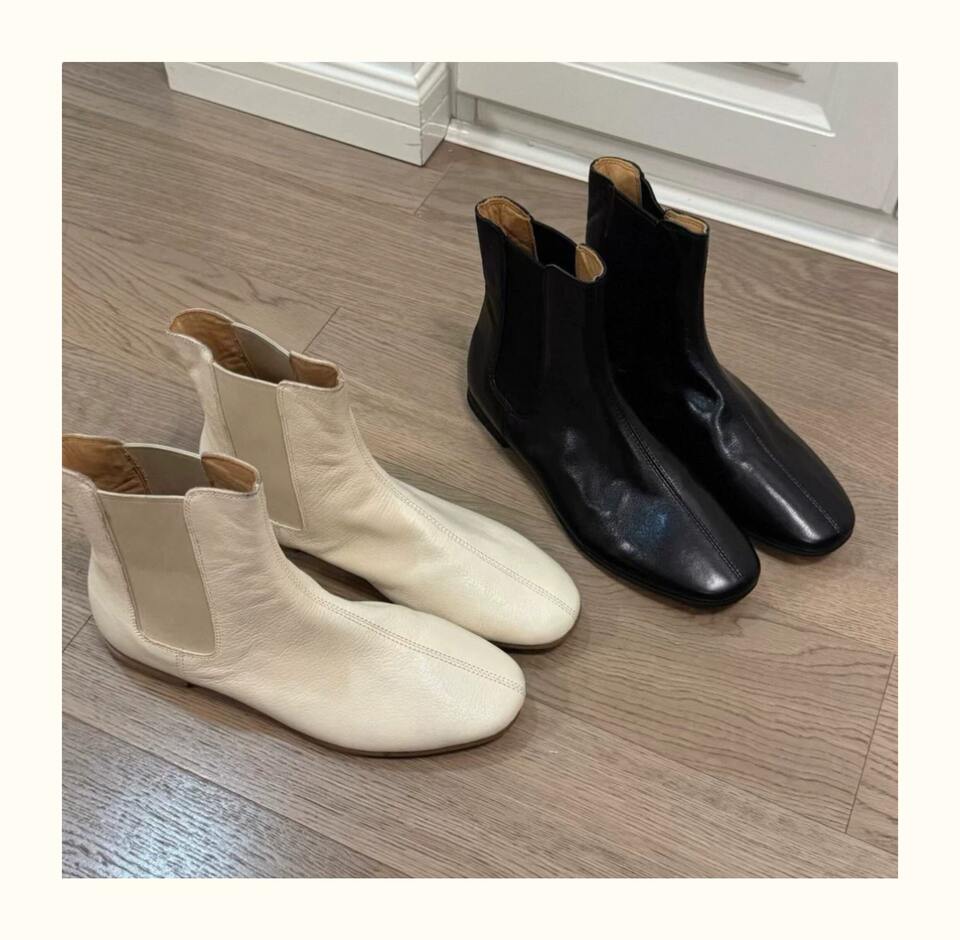 Bốt Chelsea cổ ngắn nữ mũi tròn phong cách Anh, đế bằng chống trượt, gót 3–5 cm — Màu trắng, màu đen chi tiết 7