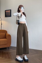 白枕鹤复古宽松直筒阔腿牛仔裤秋季新款直筒裤小个子矮个子咖