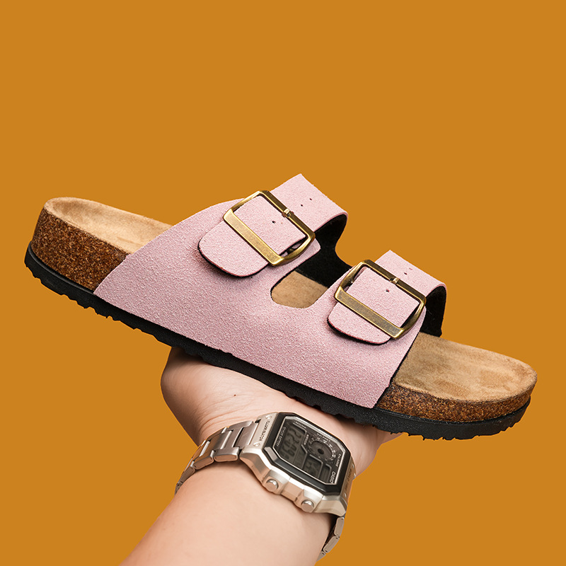 Pareja de zapatillas de corcho, zapatillas casuales y cómodas para mujeres, zapatillas frías para hombres, zapatillas de moda transfronterizas