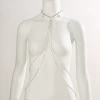 Chest chain rhinestone model-silver