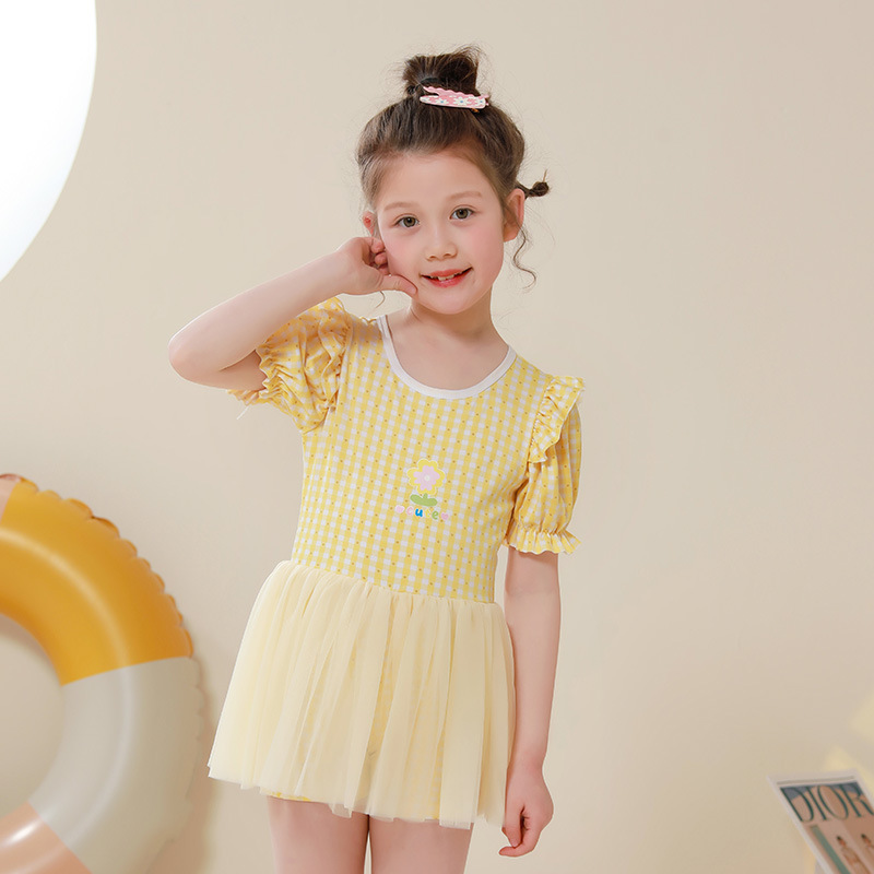 Niños trajes de baño unidos niños niñas lindos juguetones mallas vestido de princesa de verano de estilo extranjero trajes de baño de vacaciones