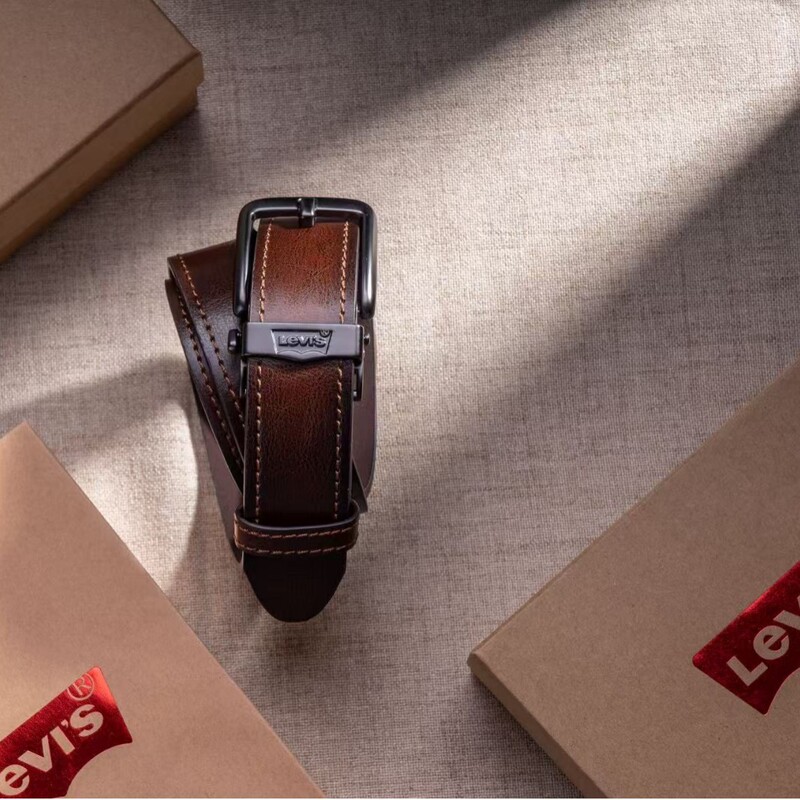 Levi's Men's Automatic Buckle Retro Belt Men's Trendy Young People's Genuine Leather Versatile Belt Denim Casual Pants Belt