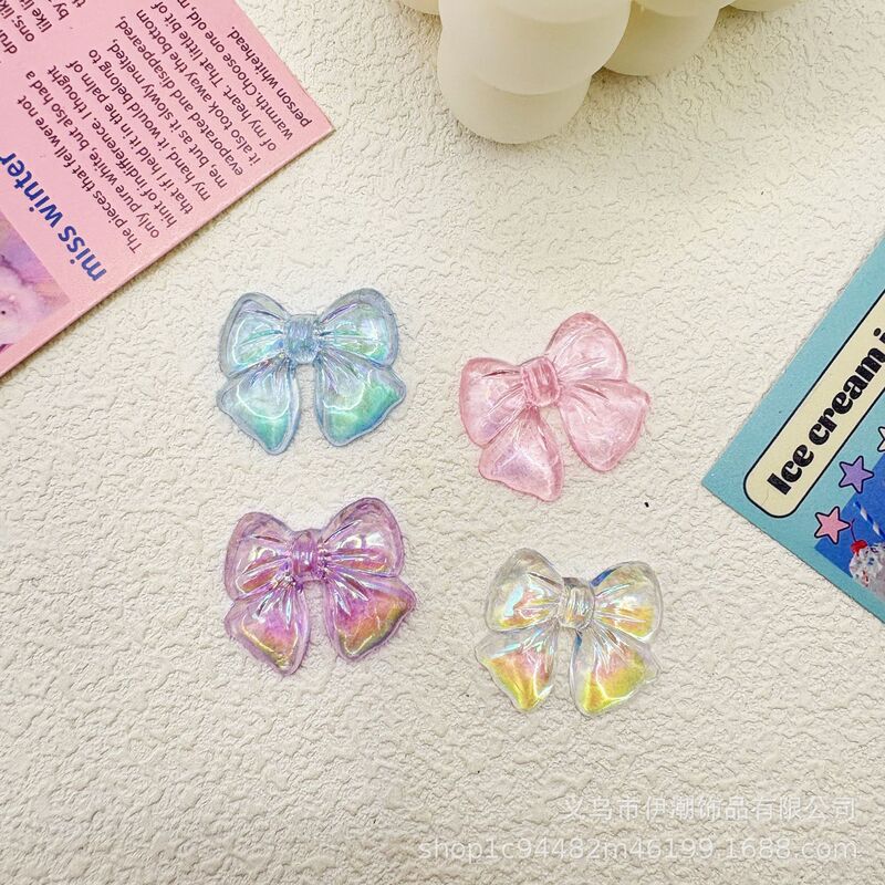 Hot Sale Transparent AB Color Bow Resin DIY Phone Case Accessories Hole Shoes Buckle Handmade Water Cup Hairpin Patch