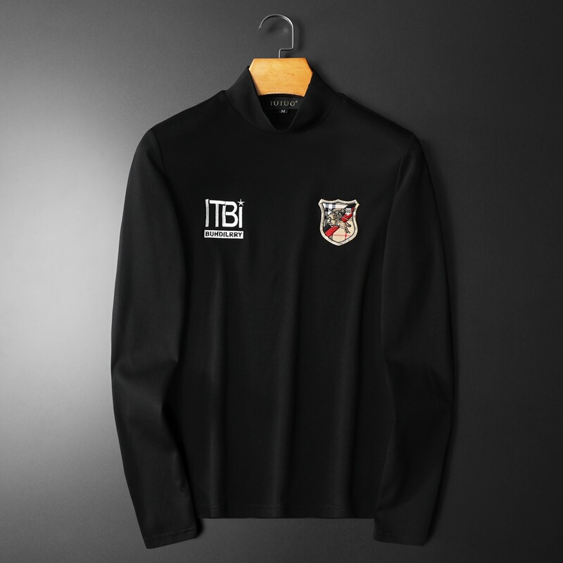 2022 autumn and winter New Lungucci light luxury high quality semi-high collar double-sided velvet base shirt men's factory direct spot