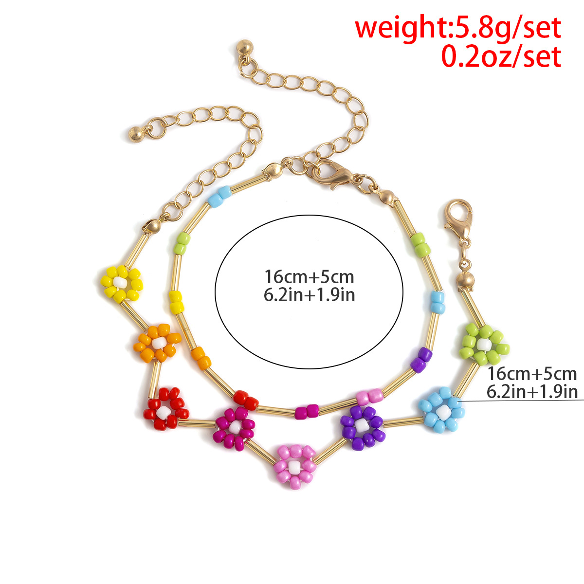 Fashion Ornament Ethnic Colorful Bead Woven Simple Little Daisy Double Layer Necklace