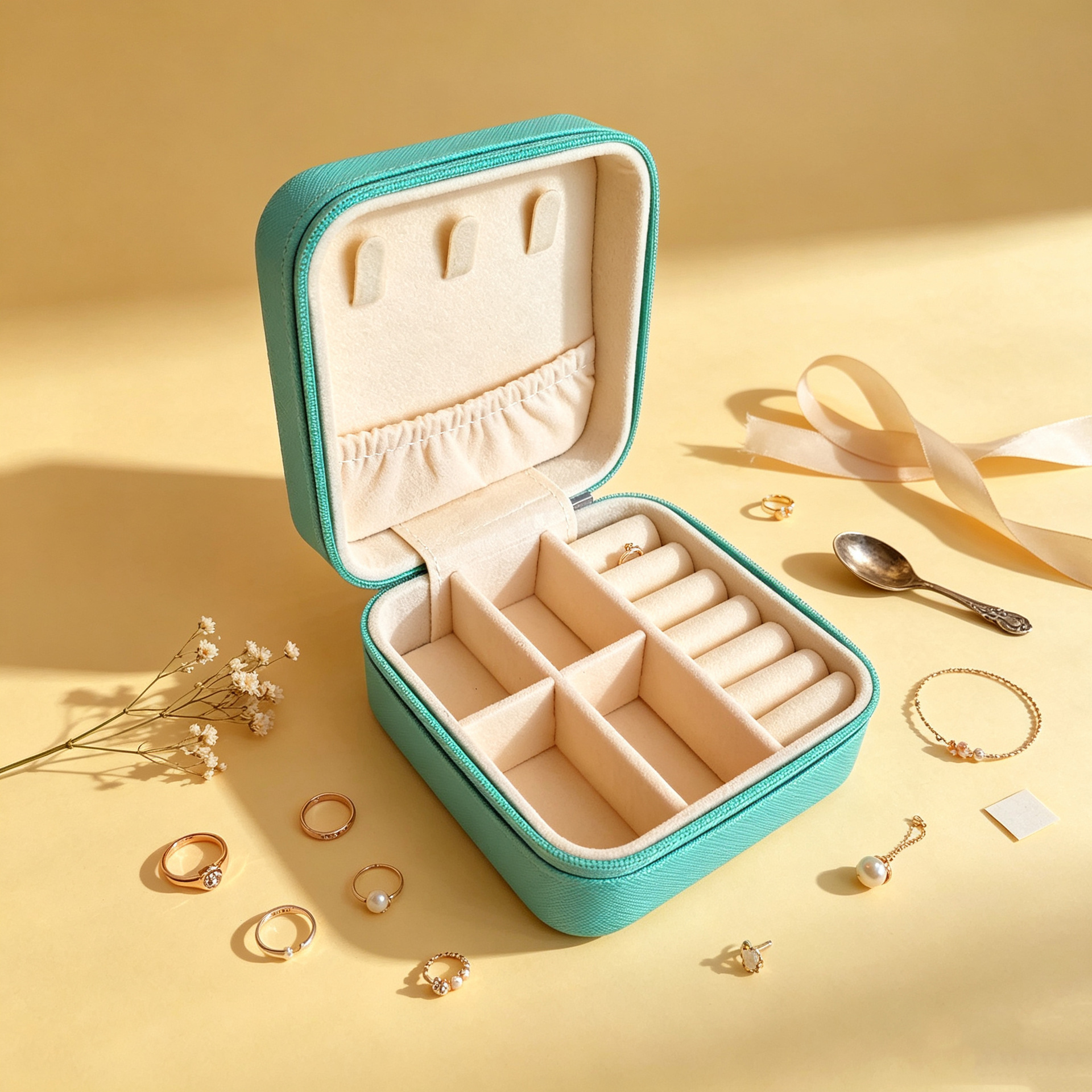 Caixa de joyería de cuero portátil para viajar caja de almacenamiento anillo collar de brazalete bolsa de joyería a prueba de polvo image 9