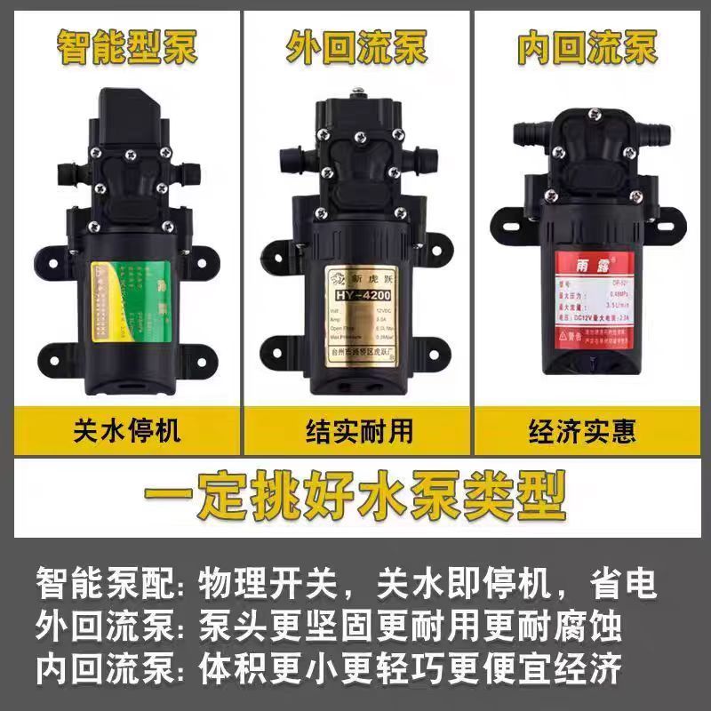 12ボルトの農業用電動噴霧器のポンプのモーターの高圧は農薬の機械の部品の双核を打ってきて自らポンプを吸引します。|undefined