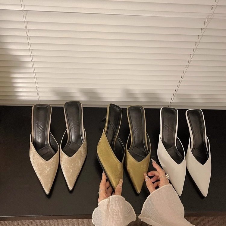 2025 Autumn New Style Pointed Toe Backle Stiletto Mule For Outdoor Wear, Veratile And Elegant Slip-On High Heel_vogvips.com