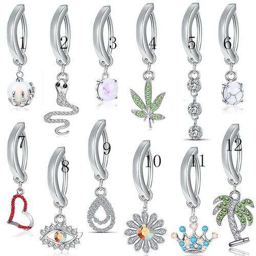 AliExpress Amazon Hot Selling New Navel Nail Snake Pendant Piercing Jewelry European and American Trendy Navel Jewelry Factory