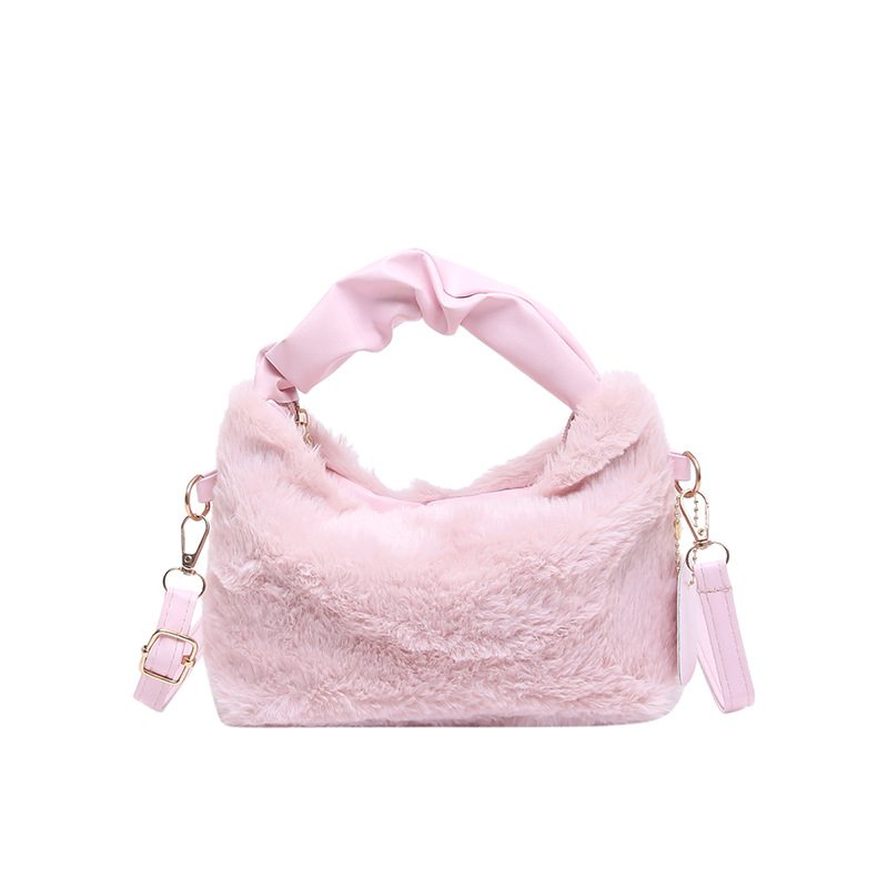 Bolso de moda peludo invierno 2024 nuevo estilo simple bolso de hombro simple bolso de ocio estilo coreano