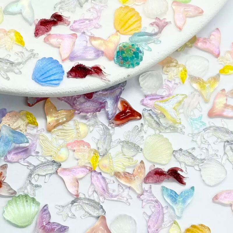 Ocean Series Manicure Luminous Jewelry Shell Starfish Dolphin Wearable Nail Phone Case Decoration Material Cartoon