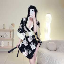 情趣内衣日式和服女扮演游戏调情制服碎花大袖口套装诱惑厂家
