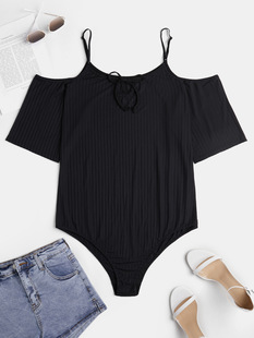 Cross-border plus size women's jumpsuit pit elastic tight strap off-the-shoulder sexy jumpsuit bottoming shirt 200314