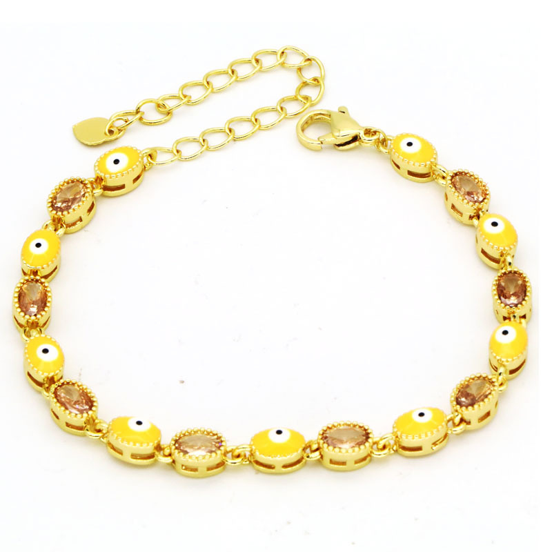 Fashion Devilu0027S Eye Copper Inlay Zircon Bracelets 1 Piece