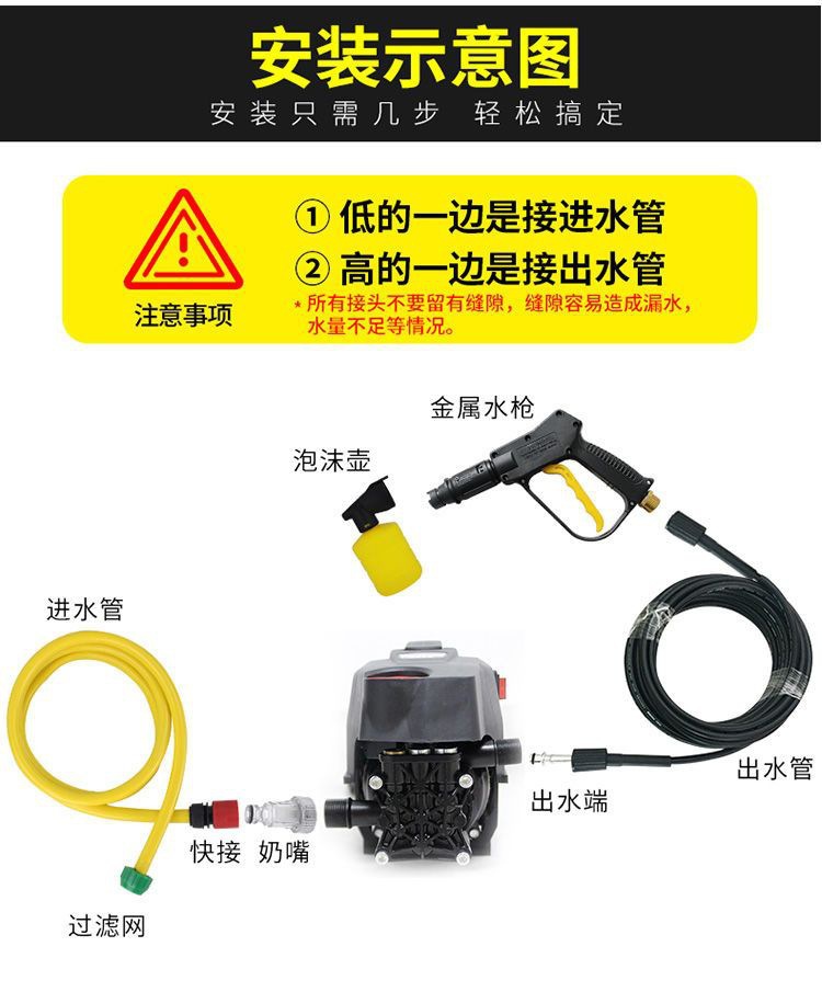 Black Cat High-Pressure High-Power Car Washer for Home Use 220V Car Brush Pump Fully Automatic Car Washing Device Portable Cleaning Machine